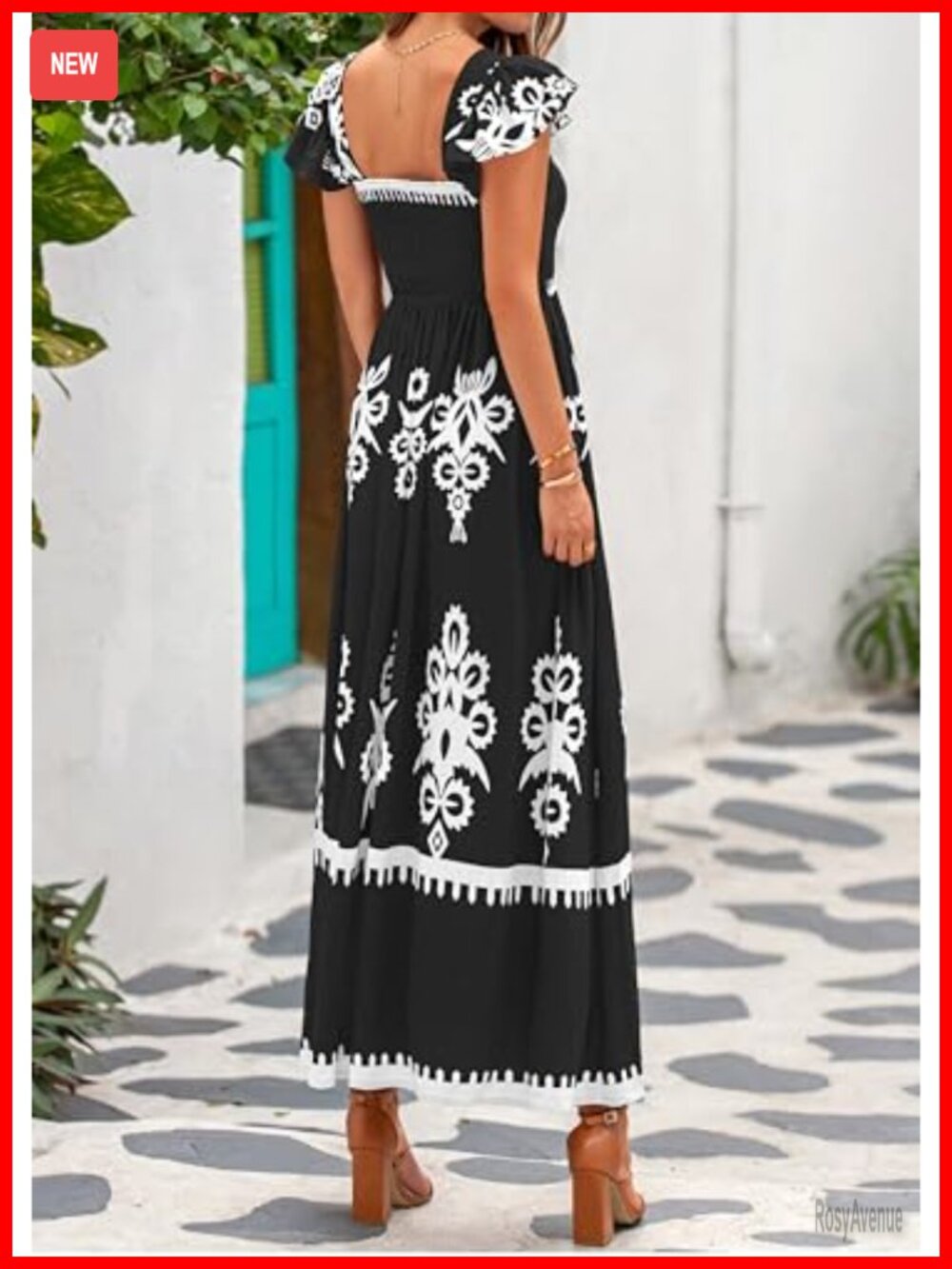 Sleeveless Square Neck Maxi Dress with Pockets - Picture 3 of 7